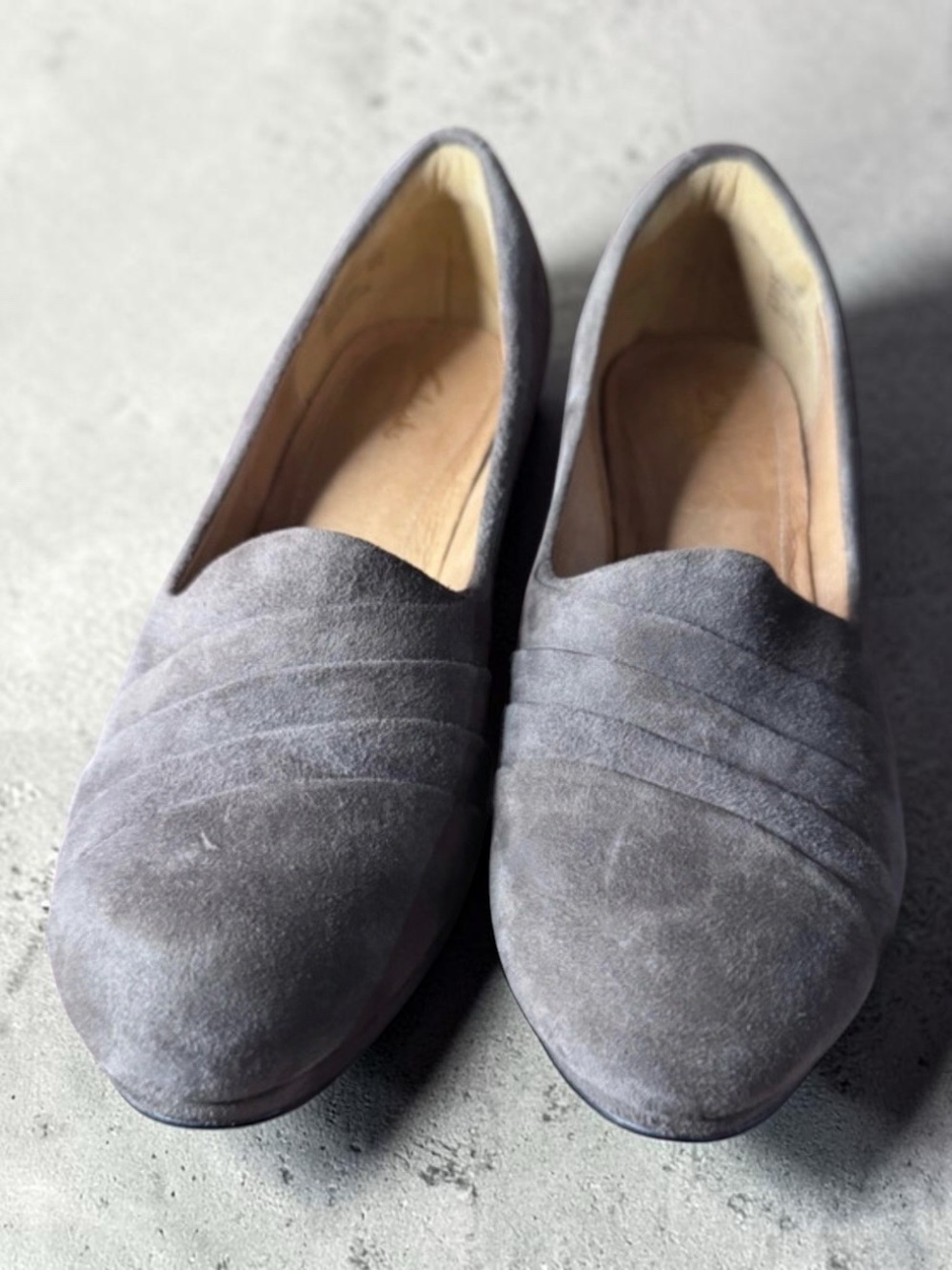 Clarks Gray Suede Heels
